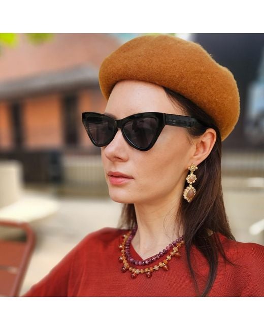 Farra Metallic Sunstone Setting Statement Earrings