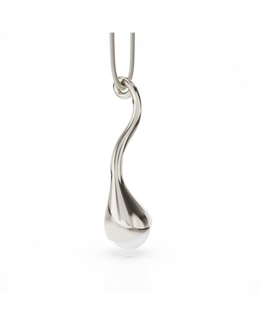 Linda Fiore Metallic Bella Solid Necklace With Large Freshwater Pearl