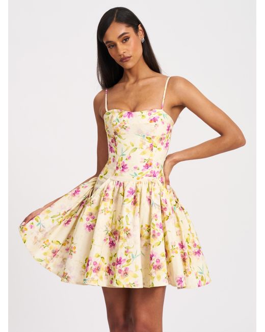 Miss Circle New York Multicolor Valda & Print Linen Mini Dress With Pockets