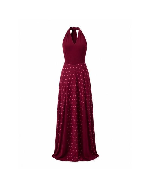 Mind Traveler Red Kala Burgundy Polka Dot Dress