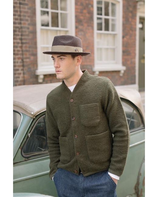 Dasmarca Hats Brown James Wood Milange Felt Wide Brim Wool Felt Fedora Hat for men