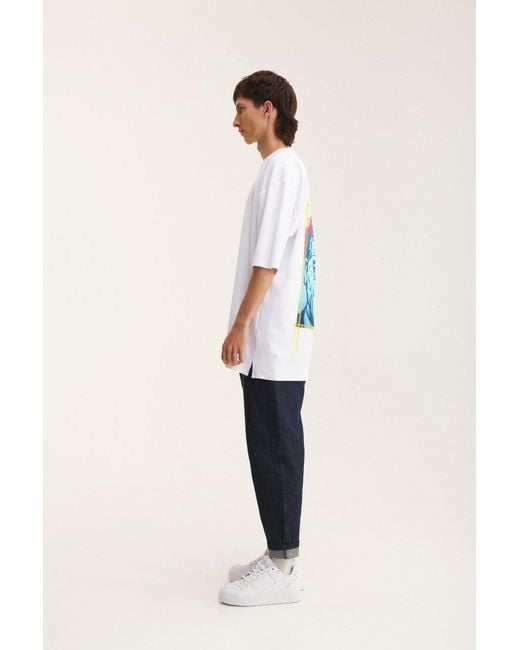 mysimplicated Blue Oversized T-Shirt With Face Print for men