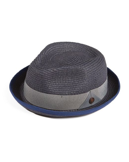 Dasmarca Hats Blue Dasmarca Andy Short Brim Trilby Retro Summer Skimpy Brim Straw Braided Hat for men