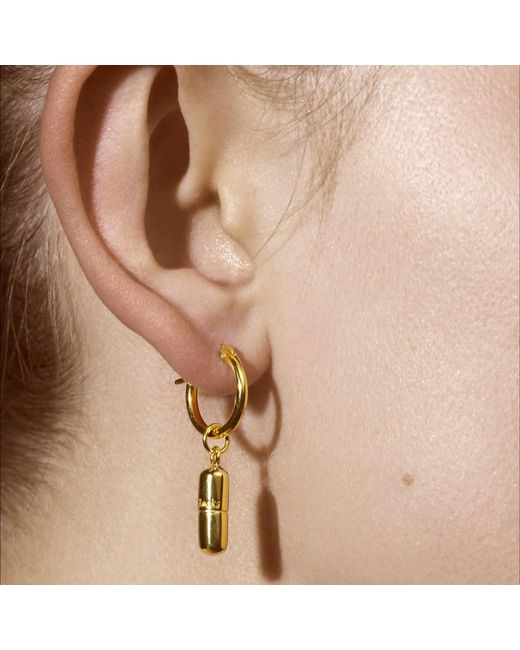 True Rocks Metallic 18Kt-Plated Mini Pill Charm On Hoop