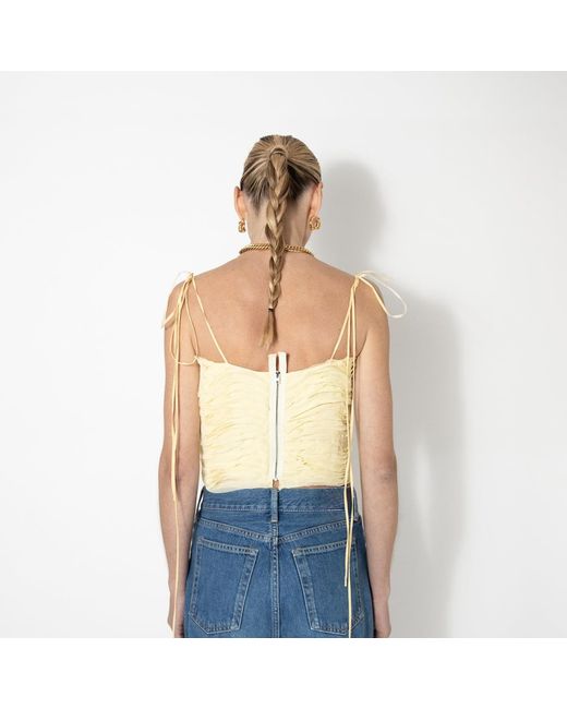 SVETA Milano White Neutrals Trinacria Ruffles Top