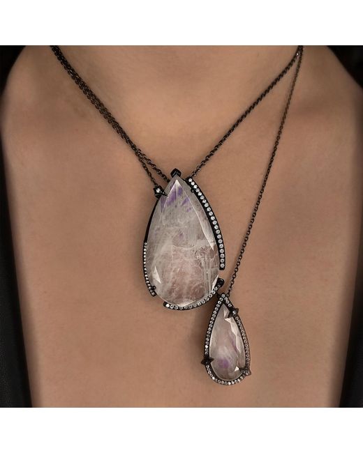 SALLY SKOUFIS Metallic Surrender Necklace With Natural Diamond & Moonstone