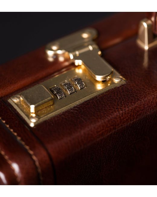 Time Resistance Brown Leather Attaché Case Briefcase for men