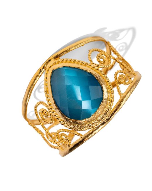 Ebru Jewelry Metallic Vintage Cat Eye Chunky Cuff Bracelet