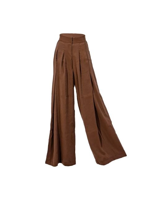 Ceva Cu Dichis Brown High Waist Trousers Chocolate Vegan Silk