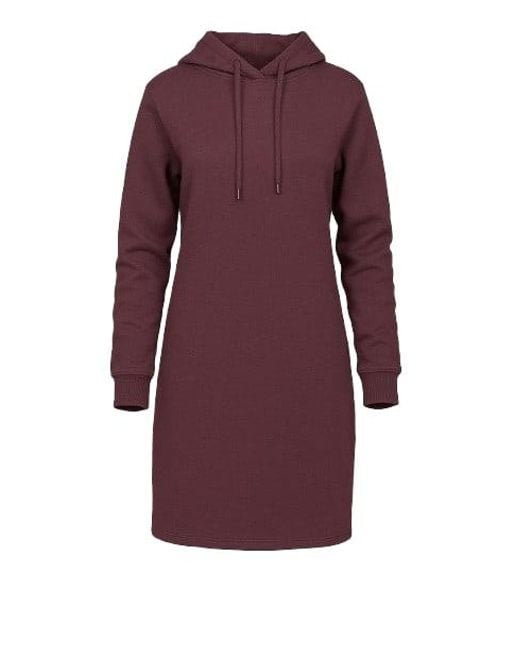 Conquista Purple Dark Burgundy Cotton-Blend Hoodie Dress