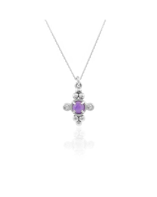 Lee Renee Metallic Amethyst & Diamonds Cross Necklace