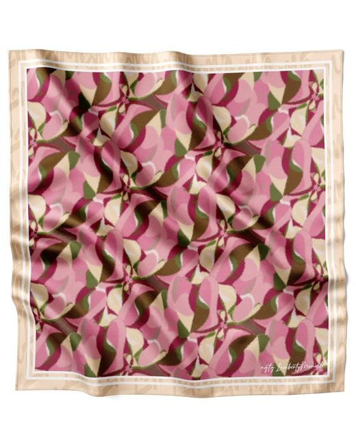 Lamberty Munich Pink Neutrals Blurry Seas Retro Rose Midi Silk Scarf