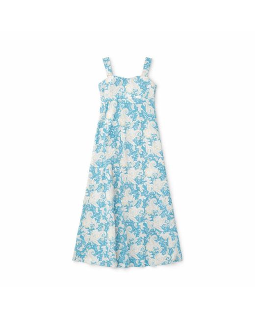 House of Gl Blue Salene Cotton Sleeveless Maxi Dress
