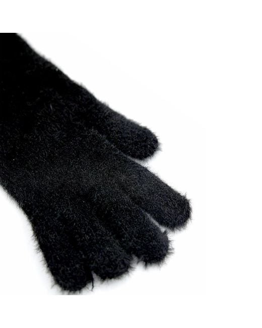 Maison Bogomil Black Feather-Knit Long Gloves