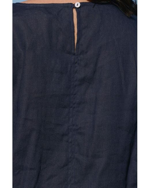 Adrift Clothing Blue Hazel Short Linen Shift Dress