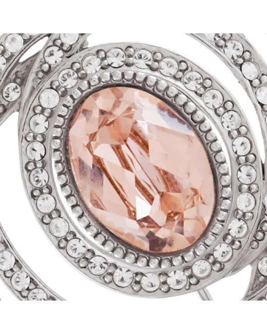 Grosse Metallic Vintage Rose & Clear Crystal Statement Brooch, Series Trésor