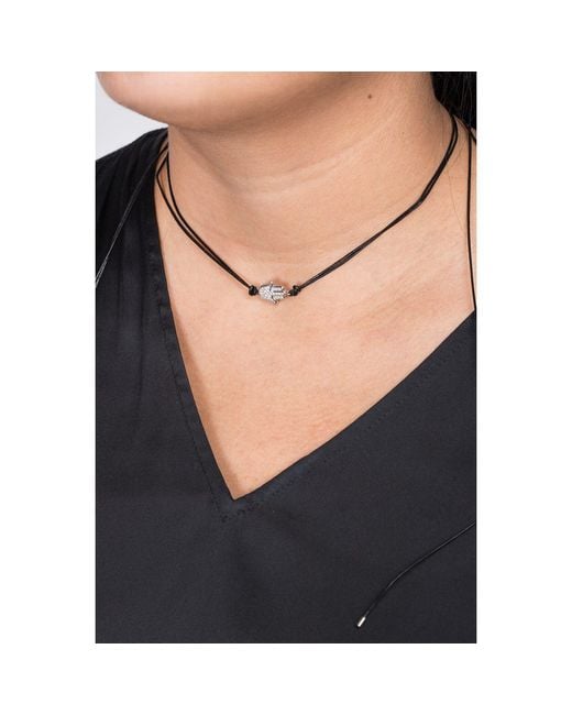 Saachi Black Hamsa Pendant Wrap Choker