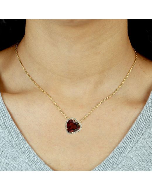 Artisan White Garnet & Diamond Heart Pendant Necklace