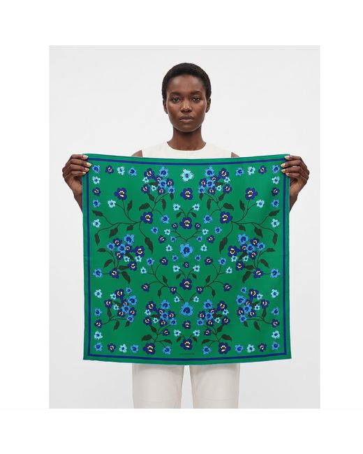 Jessie Zhao New York Green Emerald Echo Double Sided Silk Scarf