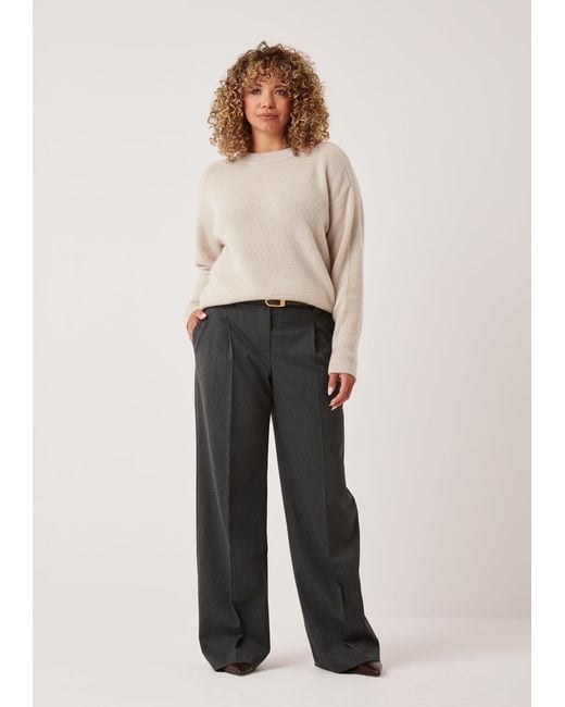 Loop Cashmere White Neutrals Cashmere Longline Crew Neck Sweater