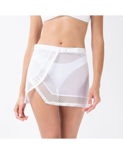Kim Foley White Shortie Sarong Beach Cover-Up Athletic Wrap Skirt