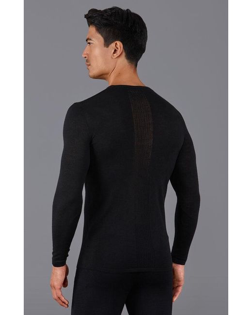 Paul James Knitwear Blue Mens Midweight Merino Activewear Base Layer Zeus Top