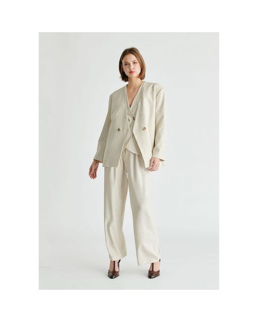 Paisie Natural Neutrals Drop Shoulder Double Breasted Blazer