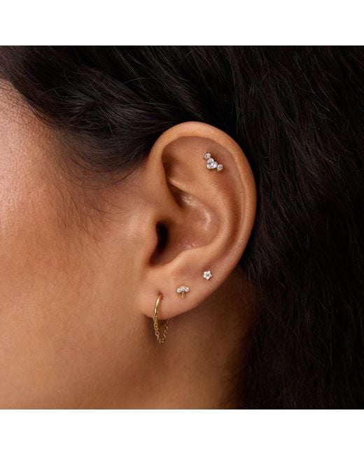Vanhi White Crystal Mushroom Threadless Flat Back Titanium Cartilage Stud