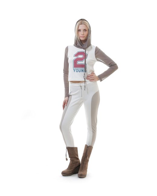 Conquista White Neutrals Sporty Hooded Crop Top