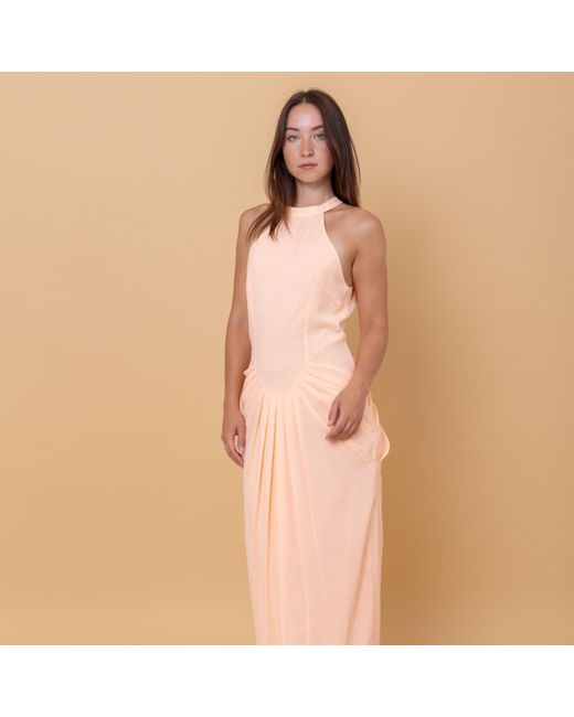 The Gt Atelier Orange Neutrals Peach Summer Maxi Dress
