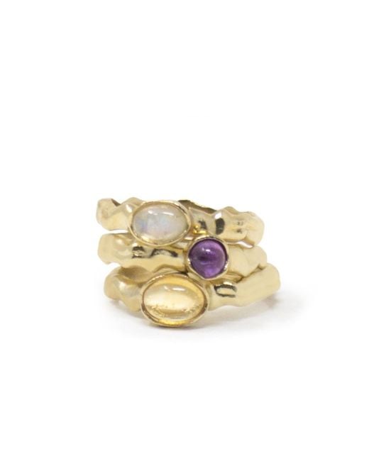 Vintouch Italy Metallic Cosmo Set Of 3 Multicolor Rings