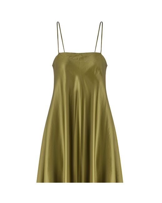 Úchè Green Satin Slip Dress With Pockets