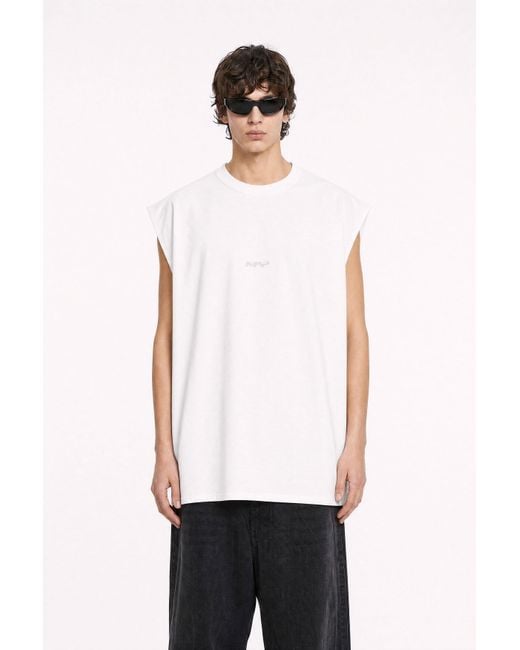 mysimplicated White Oversized Sleeveless Tee for men