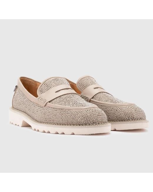 Ilvi Pink Neutrals Ekala Mink Suede Leather Loafer With Stones