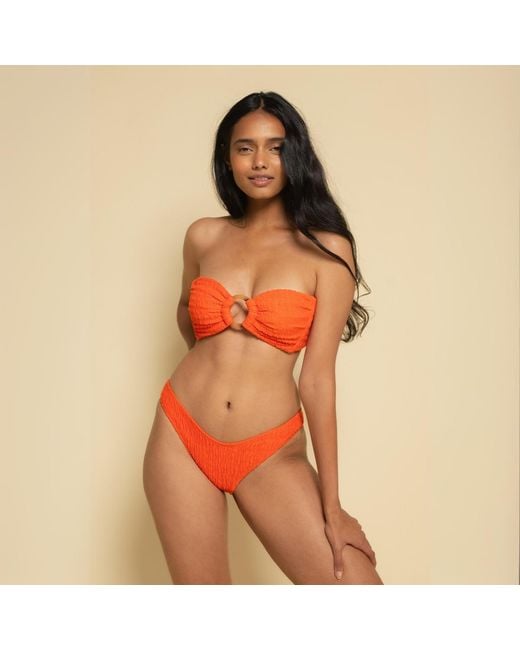 Montce Red Tangerine Tori Ties Bandeau Bikini Top
