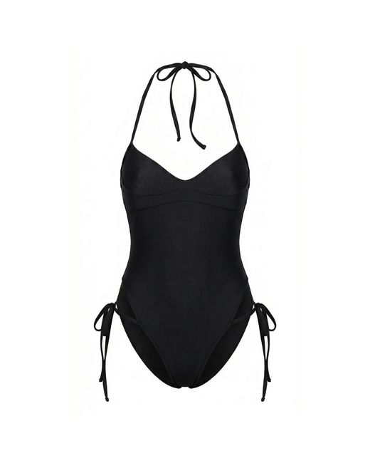 Yesudare Black Como High-Cut Swimsuit Bodysuit –