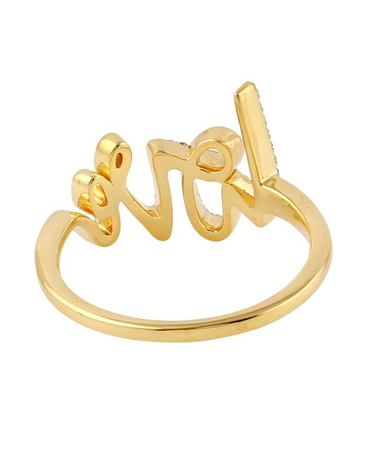 Artisan Metallic Diamond “Love” Script Ring