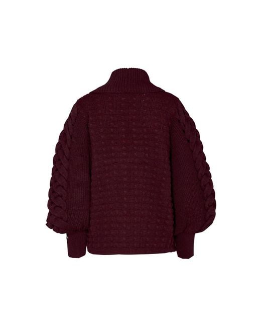 The Extreme Collection Red Burgundy Merlot Merino Wool And Alpaca Knit Cardigan