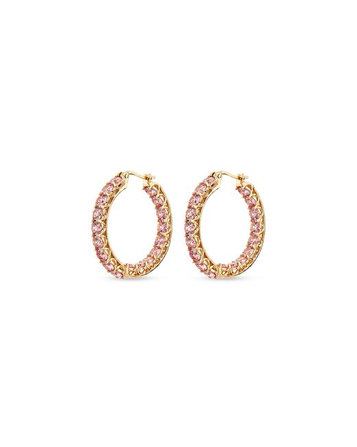 SALLY SKOUFIS Metallic Luxe Grande Hoop Earrings With Made Cz Diamond Stimulant