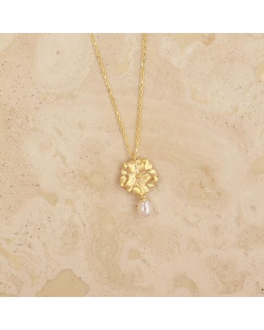 Agora Jewellery Metallic Bavella Mini Drop Pearl Necklace