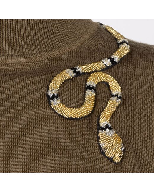 House of Laines London Green Laines Couture Wrap Snake Embellished Knitted Roll Neck Jumper