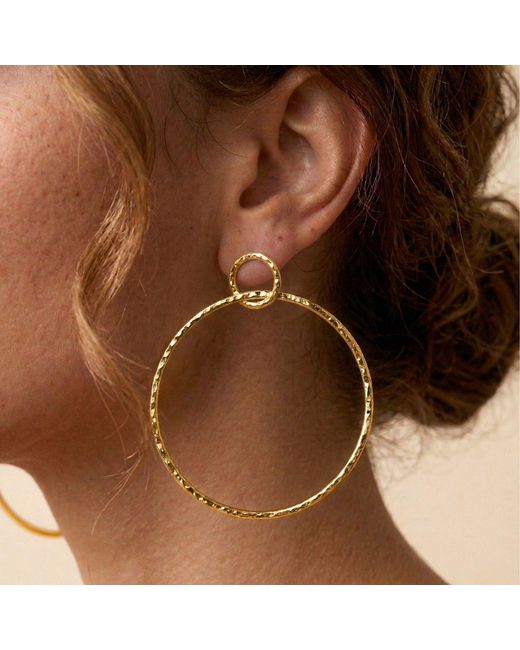 Jaredjamin Metallic Ellen Medium Textured Hoop Post Earrings