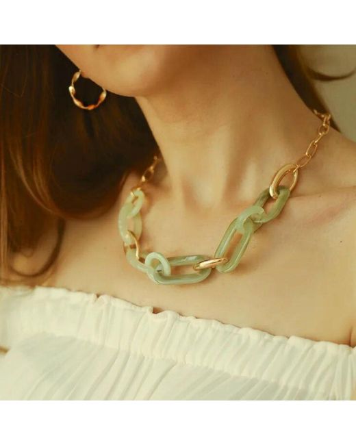 LINYA JEWELLERY Green Nery Big Circle Necklace