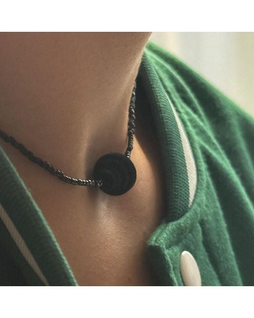 WAIWAI Black Node Beaded Leather Necklace