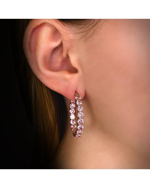SALLY SKOUFIS Metallic Luxe Grande Hoop Earrings With Made Cz Diamond Stimulant