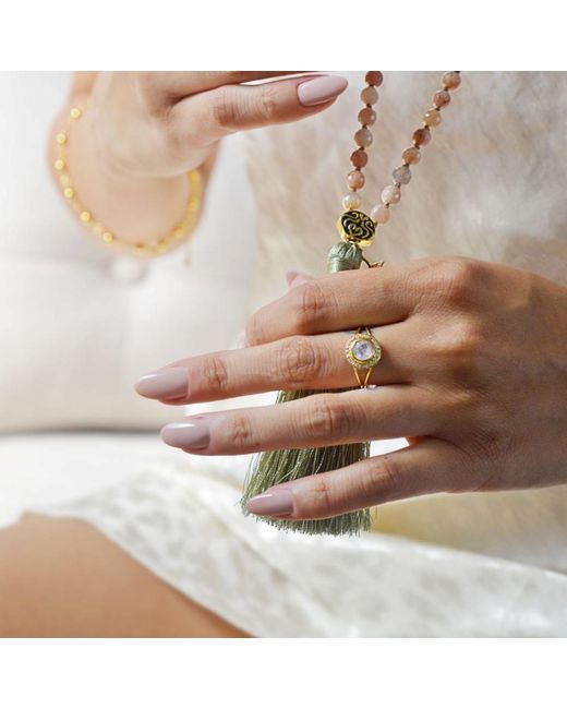 Seven Saints Metallic Moonstone Goddess Glow Ring, Over Sterling