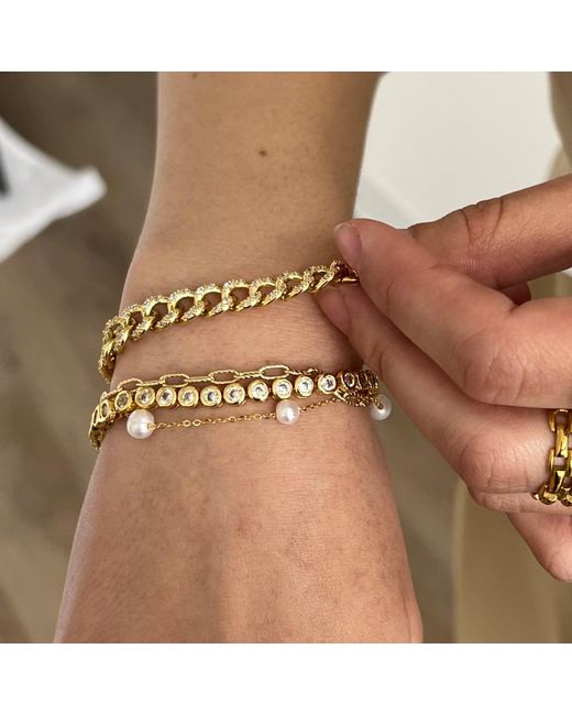 Nazzar Metallic Bezel Cut Tennis Bracelet