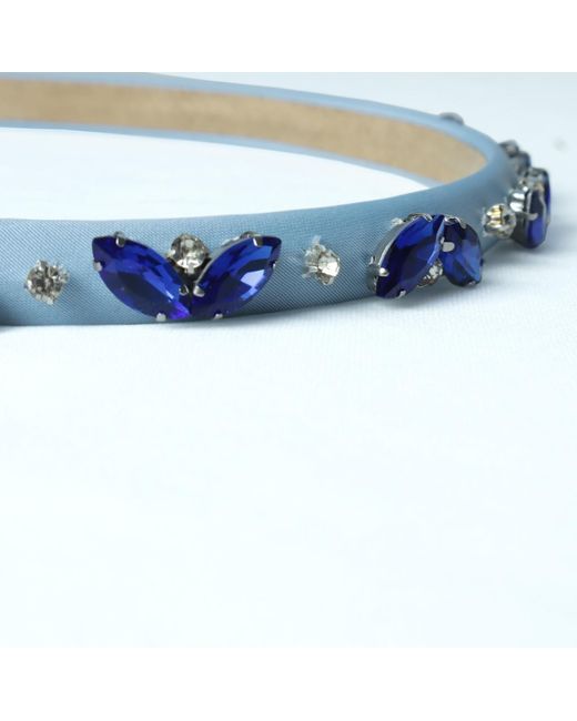2KStyle Blue Virginia Crystal Hand-Embellished Satin Headband