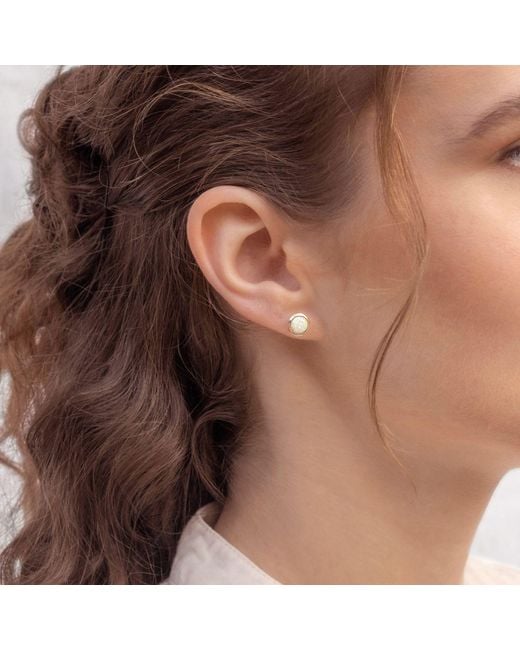 Isla Silver Metallic Round Opal Stud Earrings