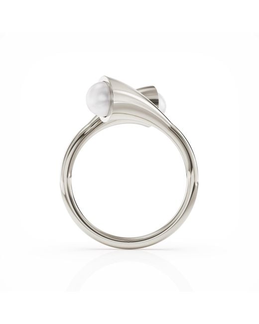 Linda Fiore Metallic Bella Solid Ring With Two Cultured Freshwater Pearls